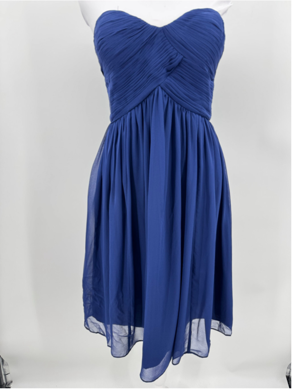 Navy Blue Silk Mini Dress Strapless Pleated Cocktail Party Homecoming Formal 6